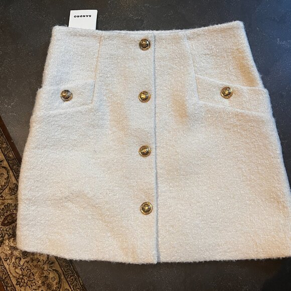 Sandro Paris Boucle Tweed Skirt Size 38 NWT - Picture 7 of 12